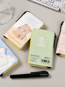 Mini cuaderno de bolsillo diario vacío bonito diseño de oso con bolígrafo papelería