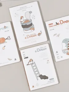 Cahier ligné couverture transparente B5 style ins illustrations d'animaux mignons