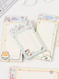 Detalle de lindos blocs de notas de gatos animados para estudiantes y amantes de papelería