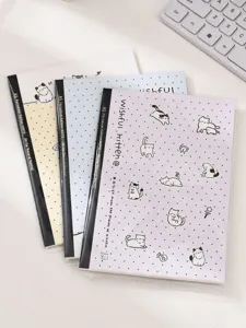 Quaderni A5 pastello con simpatiche illustrazioni di gatti per scrittura e scuola.