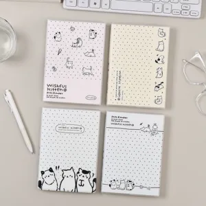 Carnet de Notes à Motif de Chat avec Housse PVC Fournitures de Bureau et d'École Papeterie