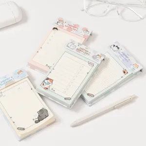 Set de 4 bonitos blocs de notas de gatos de dibujos animados para estudiantes, 80 hojas