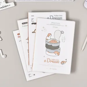Carnet de Notes Réglé Minimaliste avec Housse en PVC Illustration de Chien Mignon Journal d'Étude Fournitures Scolaires
