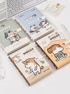 Leuk PU leren notitieboek met magnetische sluiting, schattig hond design dagboek voor studenten.