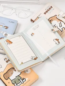 Schattige cartoon hond PU magnetische gesp hardcover planner notebook voor studenten