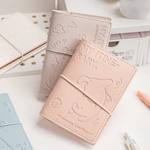 Cute Cartoon Embossed PU Leather Travel Planner Notebook With Elastic Strap A6 Student Gift Diary Daily Schedule Ledger