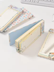 Cute tear-off memo pad set, pastel cartoon cat design student notepad, stationery sticky notes.