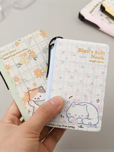 Portable mini pocket notebook with cute cat illustrations, ideal for daily notes and study.