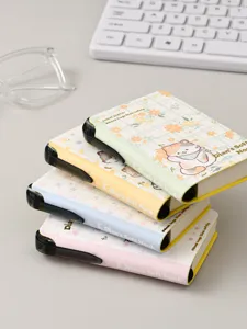 Cute mini pocket notebook set with elastic band, aesthetic macaron colors for students daily notes.