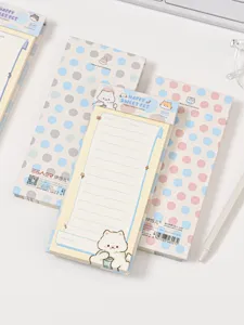 Cute cat themed tear-off notepad memo pad detail close-up view, 75x176mm paper stationery.