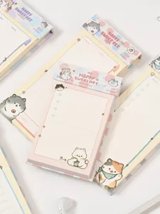 Cute cat design sticky notes set, pastel memo pads for students, daily planning stationery.