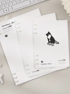 Detail weißer Ringbuch-Notizbücher in A4 und A5 mit niedlicher Katzenillustration