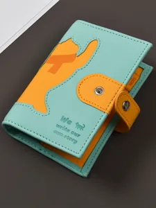 Quaderno con anelli A7 in pelle PU con chiusura a bottone, agenda gatto carina per studio lavoro.
