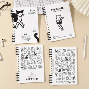 Losbladig Notitieboek Map Schattige Kattenillustratie Minimalistisch Dagboek Notitieboek Voor Kantoor En School Schrijven