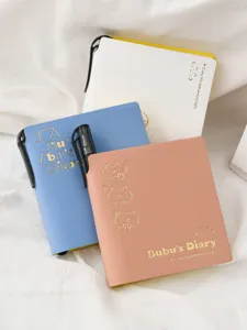 Pequeño cuaderno de bolsillo con portalápices bonitos diarios para escuela y oficina.
