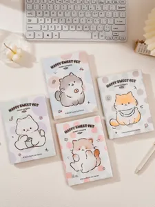 Leuke PVC omslag dagboek met schattige kattenillustraties en kleurrijke pagina's voor notities.