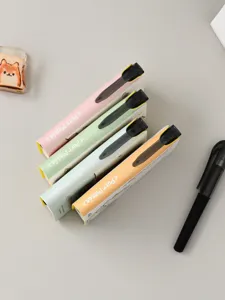 Side view of four pastel mini pocket notebooks with built-in pen holder loops