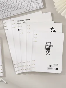 Details zu minimalistischen weißen A4 und A5 Loseblatt Notizbüchern mit Katzen