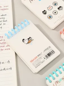 Carnet de notes spirale A7 design chat, journal de poche ligné portable pour notes quotidiennes.