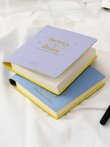 Bonito juego de cuadernos de bolsillo con diseño dorado, diarios portátiles escolares.