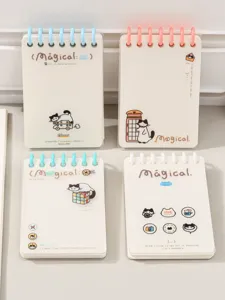 Détail de mini carnet à spirale, joli design de chat mignon, bloc-notes A7 portable.