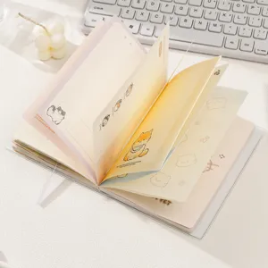 Schattig planner notitieboek in Koreaanse stijl met PVC-hoes, kleurrijke pagina's en illustraties.