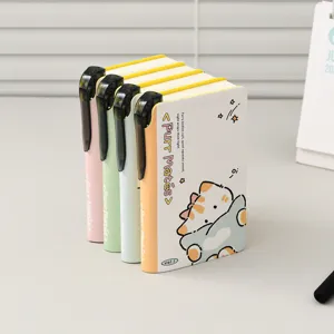 Four colorful mini pocket notebooks with cute cartoon cat illustrations and pen slots
