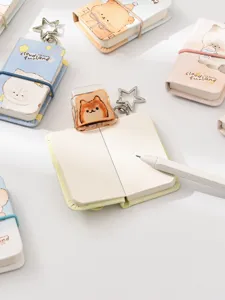 Mini pocket notebook cute cartoon journal with keychain portable memo book for daily notes and gifts