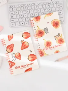 A5 loose-leaf spiral notebook cute fruit slice cat pattern lined student stationery diary journal