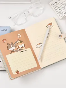 Leuk cartoon hardcover notitieboekje met magnetische sluiting voor studenten dagboek.