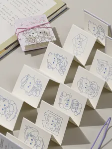 Mini taccuino da colorare pieghevole illustrazione gatto carino blocco note per bambini