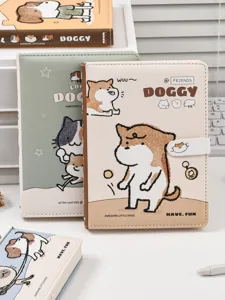 Schattig PU lederen hardcover notitieboekje met magneetsluiting, leuk hondenontwerp voor dagboek.