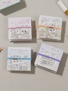 Mini quaderno da disegno e libro da colorare con gatto carino e chiusura elastica.