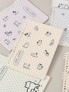 Schattig kat polkadot spiraalnotitieboek A5 losse bladen detailweergave met leuke illustratie