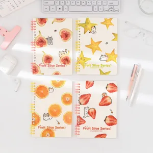 A5 Loose Leaf Notebook Cute Fruit Cat Design Spiral Journal Lined Paper Portable Diary Student Stationery Gift