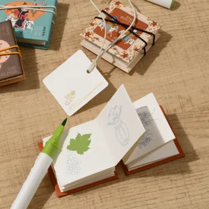 Children blank mini sketchbook and cute drawing book set with vintage cover and marker pen.
