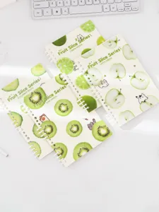 Detailed view of cute fruit slice series loose-leaf notebooks with fresh green designs.