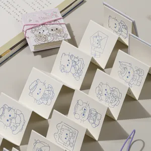 Simpatico taccuino da colorare a fisarmonica per bambini, blocco per disegno pieghevole portatile.
