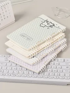 A5 losbladig notitieboekset met segmentringen en schattig kattenomslagontwerp, gedetailleerd.