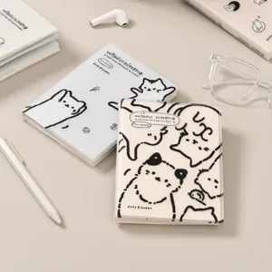 Schattig katten A6 notitieboek met zachte kaft, esthetisch dagboek voor dagelijkse notities.