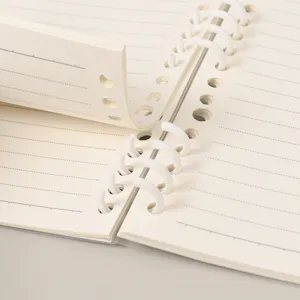 A5 ringband gelinieerd notitieboek met duurzame witte gesegmenteerde plastic ringen.