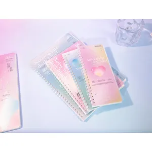 Multi-size soft spiral notebooks with waterproof gradient covers and lined paper pages