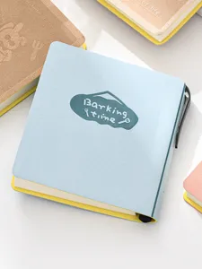 Portable pocket notebook student diary with pen holder and cute embossed cover design