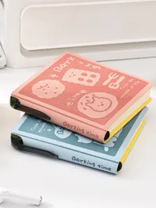 Cute pocket notebook with pen holder, portable student memo diary for daily study and notes.