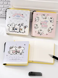 Close-up van schattig pocketnotitieboek detail, leuk dierdesign met penhouder.