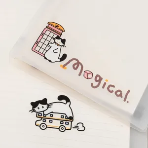 Cute cat magic loose-leaf notebook shell with translucent frosted cover and cat illustrations