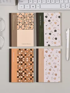Lot de 4 carnets lignés A6, design de couverture artistique géométrique et floral original.