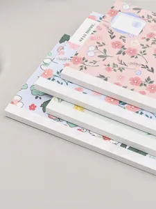 Cuaderno con patrón floral rayado encuadernación encolada papelería estética para diario