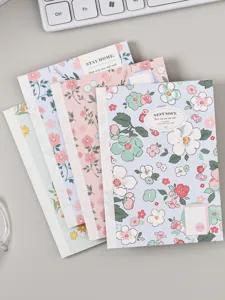 Cuaderno A6 con estampado floral papetería estética bonita encuadernación bloc de notas.