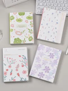 Bonito juego de cuadernos de diario floral con cubierta protectora de PVC, agenda estética escolar.